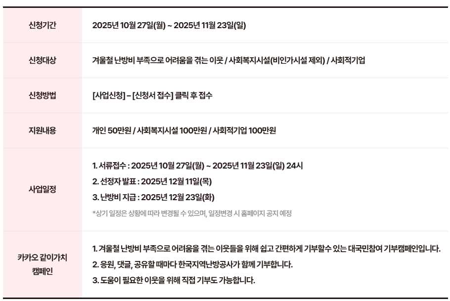 사랑온난방비 신청일정