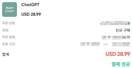 실제 결제 사용 내역